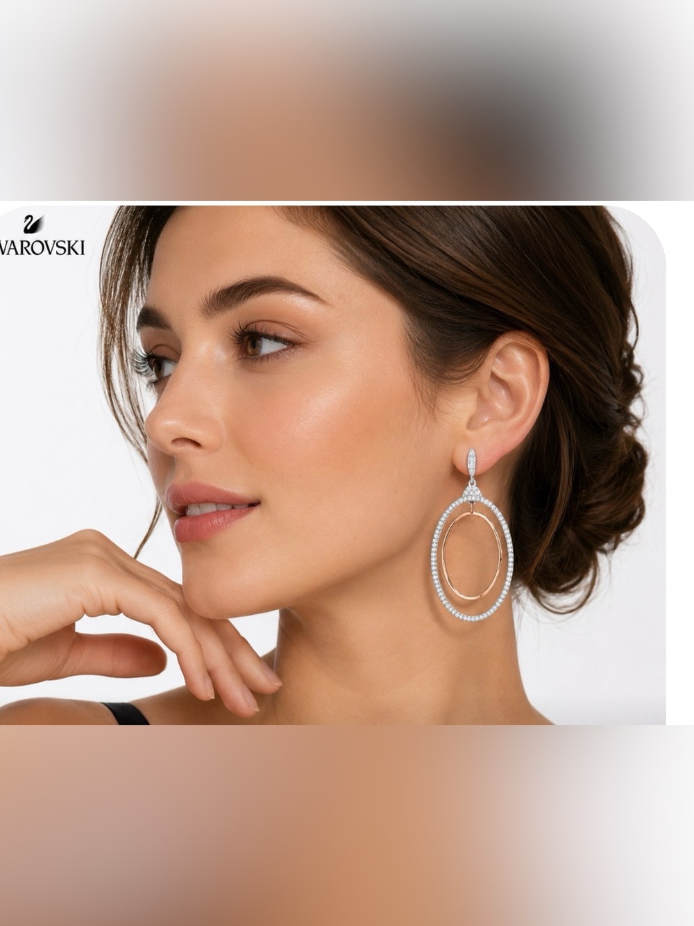 Swarovski Gilberte Hoop Pierced Earrings, White, Mixed Plating
